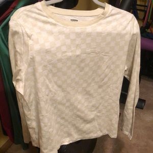 Brand new without tags Sonoma every day T white cream, checkerboard print large